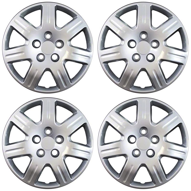 Fuel Rider 16 inch Silver ABS Hubcap Wheel Covers Compatible with 2006-2011 Honda Civic (Set of 4) Wheelcovers for 16 inch Standard Steel Wheels- Auto Tire Cover Replacement Exterior Cap Cover