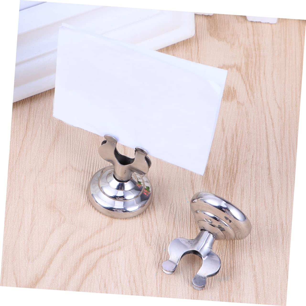 CHILDWEET 6 Pcs Menu Stand Place Stands Table Top Display Stand Place Setting Holders Table Menu Holder Table Picture Holder Table Holders Name Display Stand Banquet Holder Menu Clips Silver