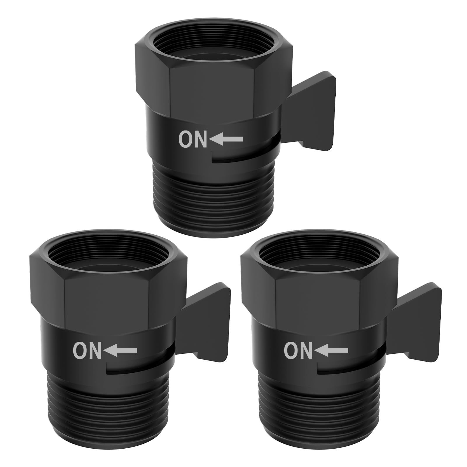 Hibbent All Metal 3 Pack Shower Head Flow Control Valve, G1/2 Brass Shut-off Valve with Metal Handle Lever, Shut OFF Water Flow Control Regulator for Handheld Shower, or Bidet Sprayer, Matte Black