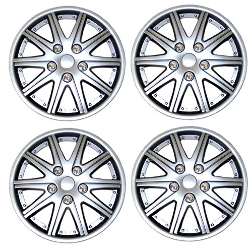 Image of WSC3-027S14 4pcs Set Snap-On Type (Pop-On) 14-Inches Metallic Silver Hubcaps Wheel Cover