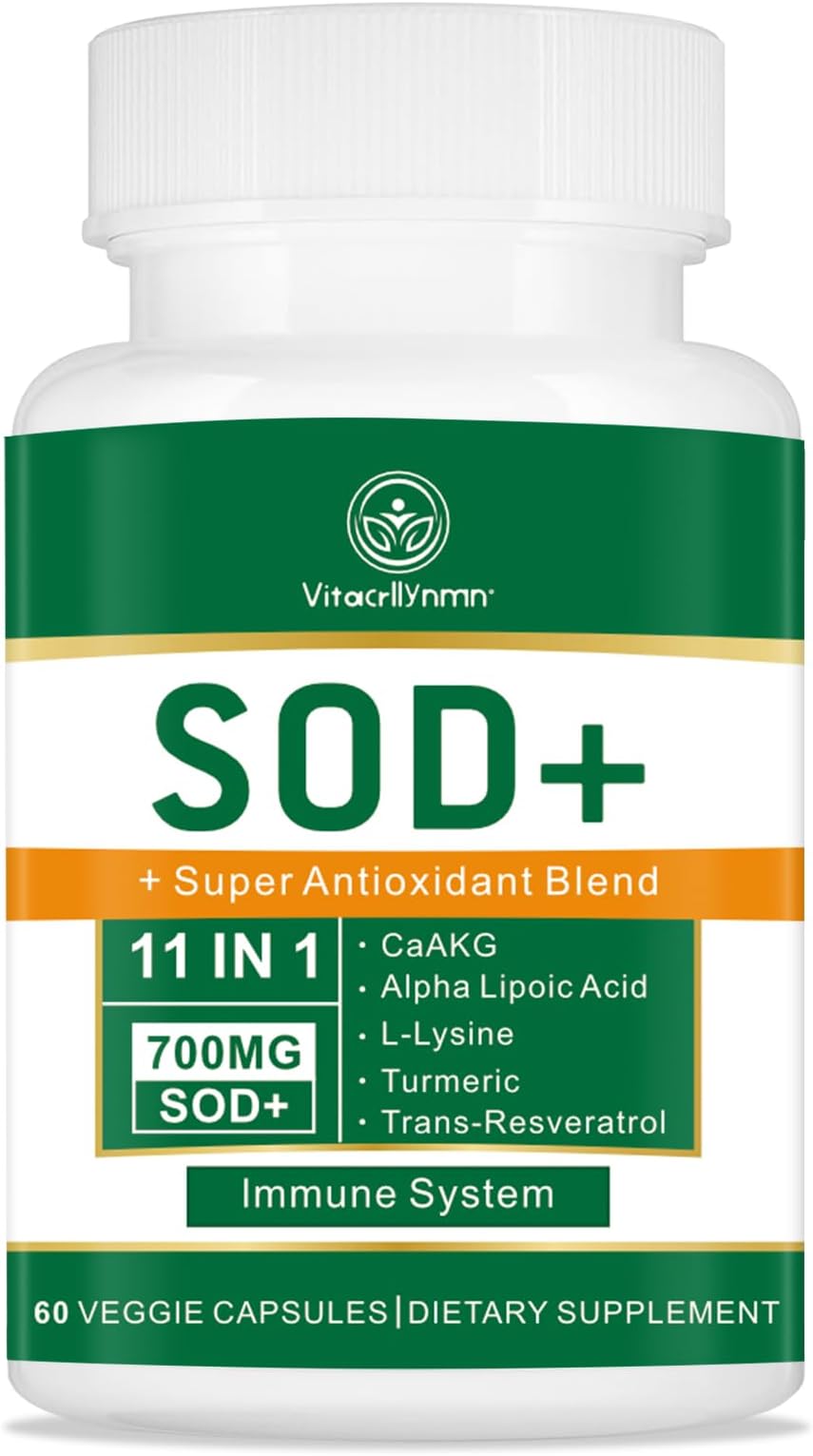 700MG Sod Superoxide Dismutase Supplement - High Potency Antioxidant Supplement for Cellular Health - 60 Capsules