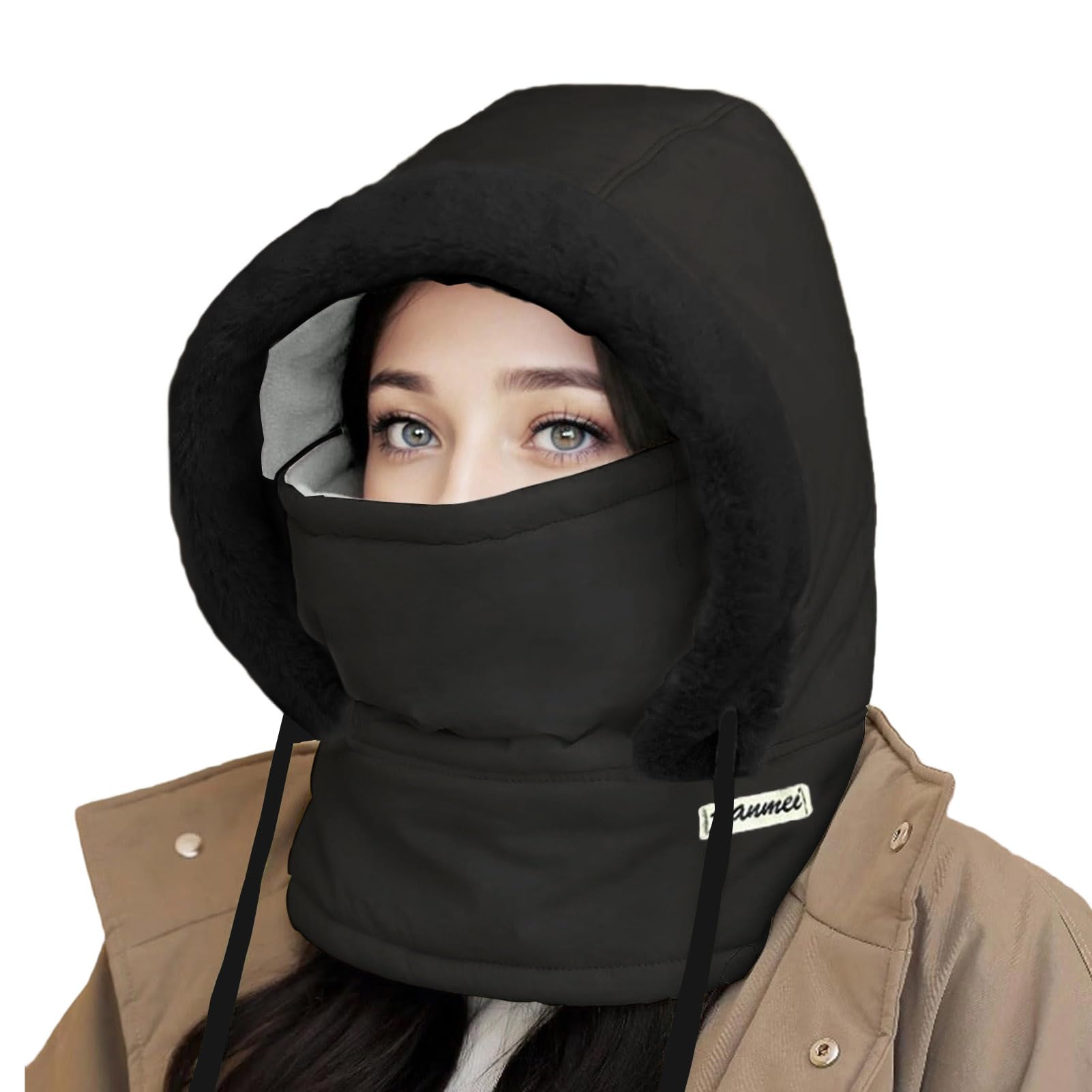 Rayson Gorro de Esquí de Invierno Cortaviento Pasamontañas para Mujer con Forro Cálido Sombrero Suelto Capucha Bufanda
