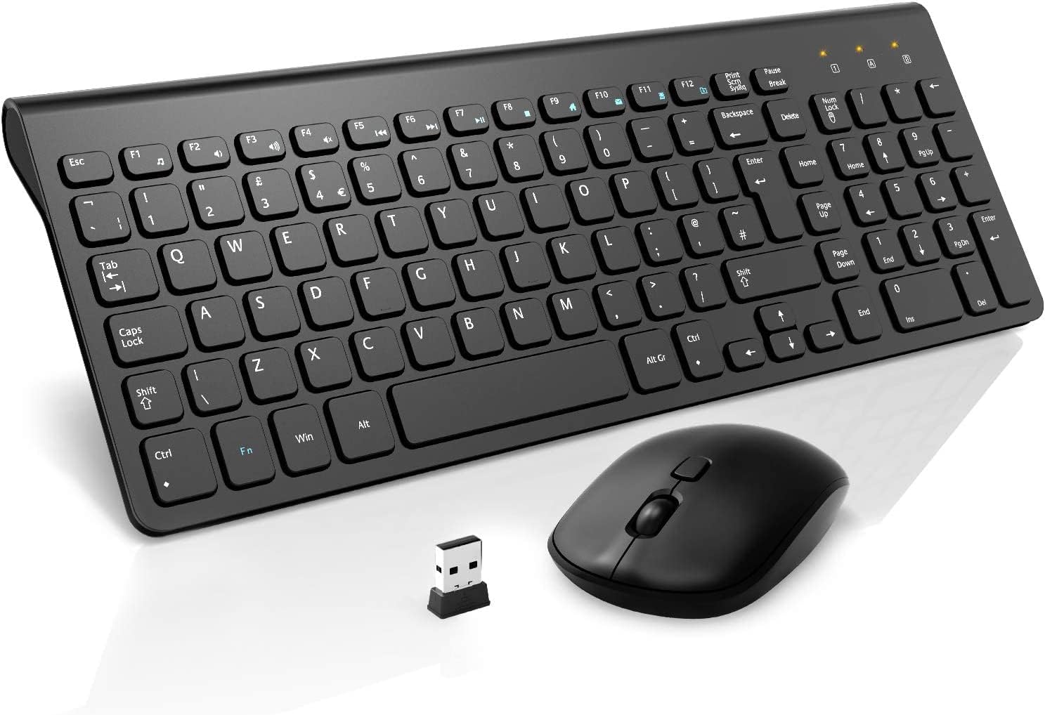 Wireless Keyboard and Mouse, 2.4GHz Slim Silent Keyboard with Numeric