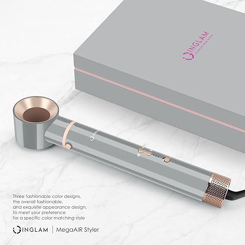 Miniatura 9 de IG INGLAM MegaAIR Styler, cepillo profesional 4 en 1 para secador de pelo 110,000 PRM sin escobillas BLDC Motor iónico de aire caliente