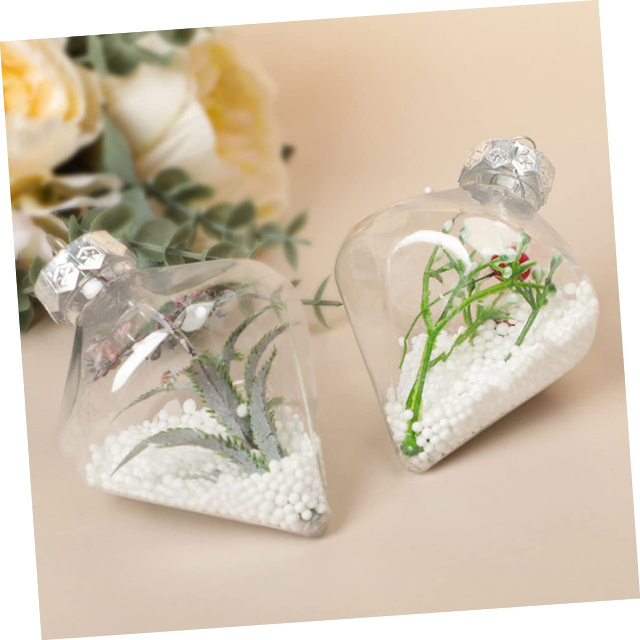 Cabilock 2 Ensembles Lot De 2 Boules De Décoration en Plastique Transparent avec LED Et Mèches De Bougies Ruban Adhésif Double pour Noël Décorations Suspendues Boules De 12 pièces * 2
