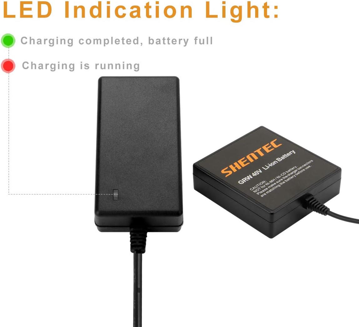 Shentec 40V Li-ion Charger Replacement for Greenworks 29482 29472 29462 G-MAX Tools 29252 20202 22262 (Not for Ni-MH/Ni-Cd Battery) - Image 5