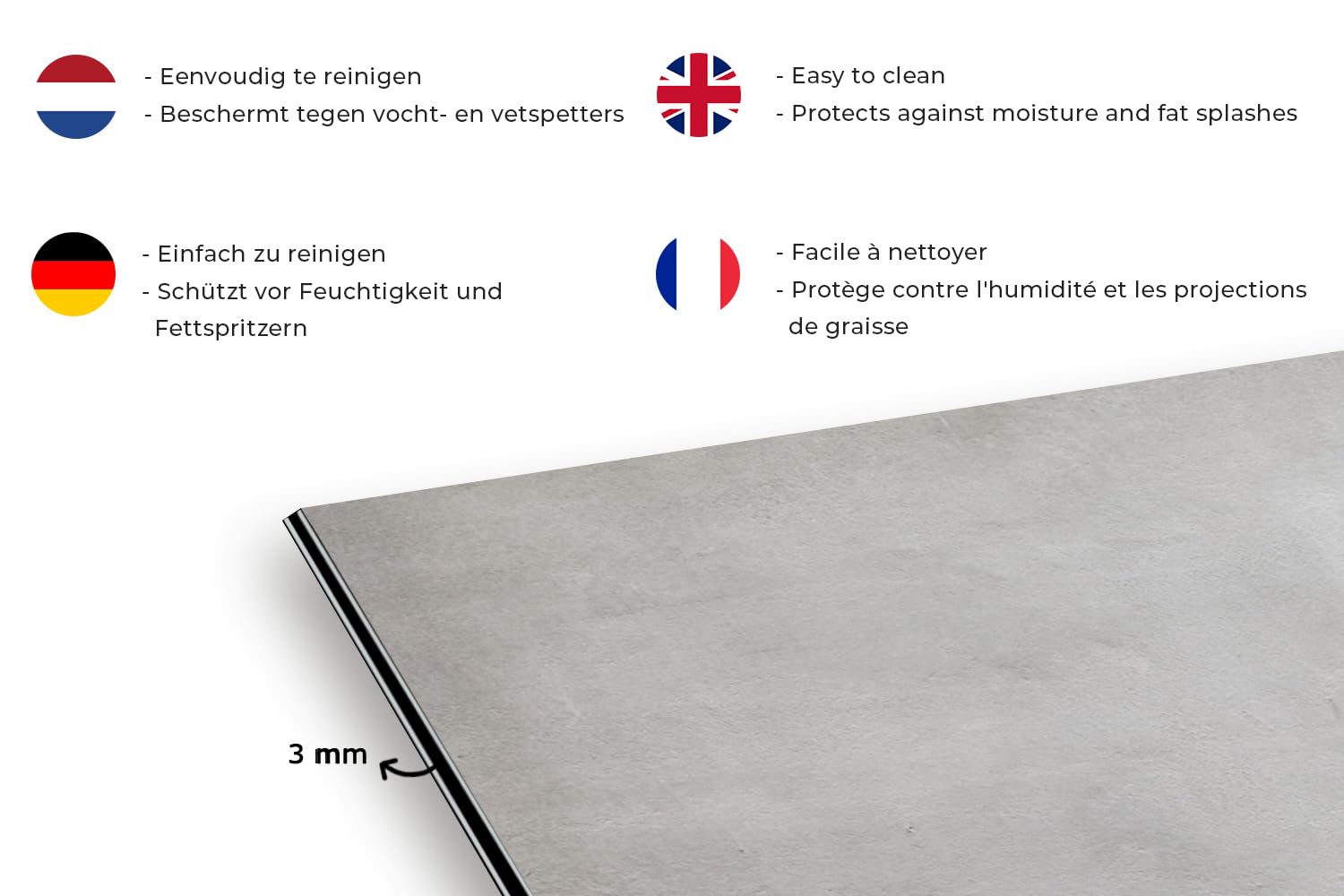KitchenYeah© Paraschizzi Cucina Alluminio Pannello Dietro Piano Cottura | 80x55 cm - Fornelli a Gas Paraspruzzi Calcestruzzo - Grigio - Cemento - Industriale - Texture