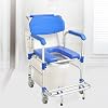 350lb Load Elderly Commodes Wheelchair wFootrest & Arms, Bathroom Shower Wheelchair Lockable 360° Rolling Shower Chair for Elderly and Disabled, Bedside Commode Chair with Wheels & Detachable Bucket