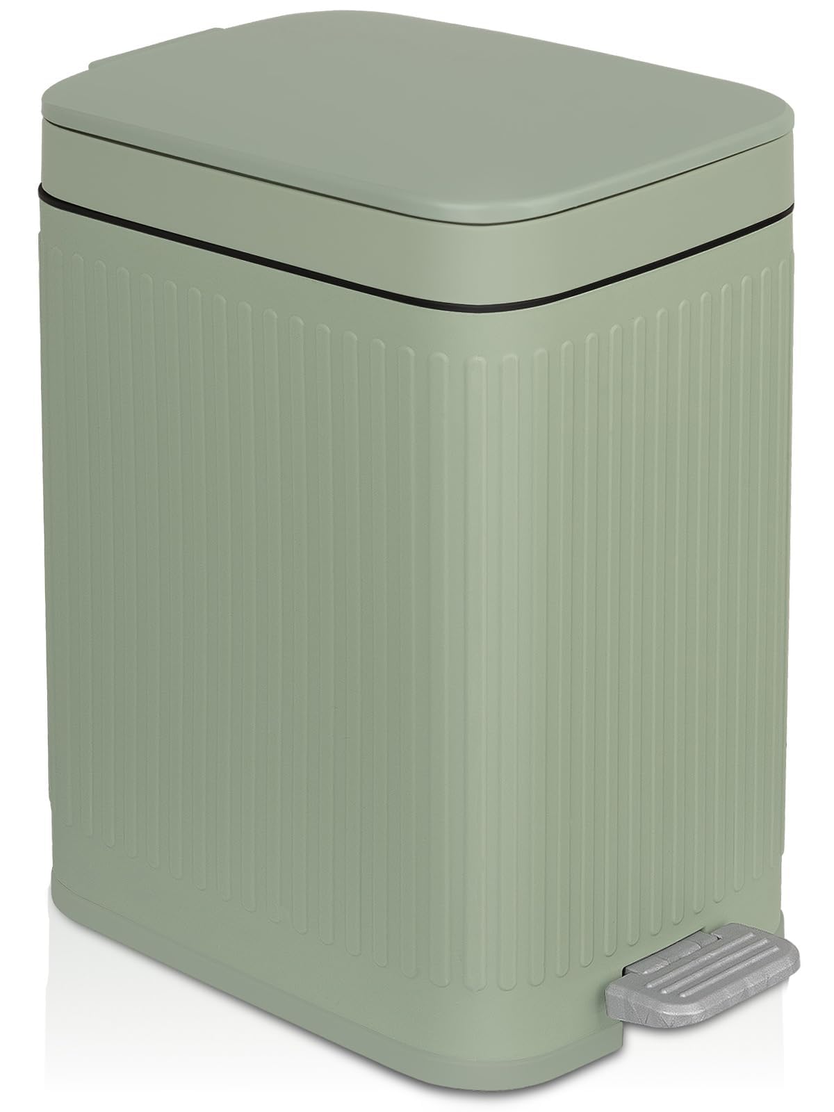 rejomiik Small Bathroom Trash Can with Lid Slim Soft Close Garbage Can Step Wastebasket Container Trash Bin for Office Bedroom Kitchen Living Room (