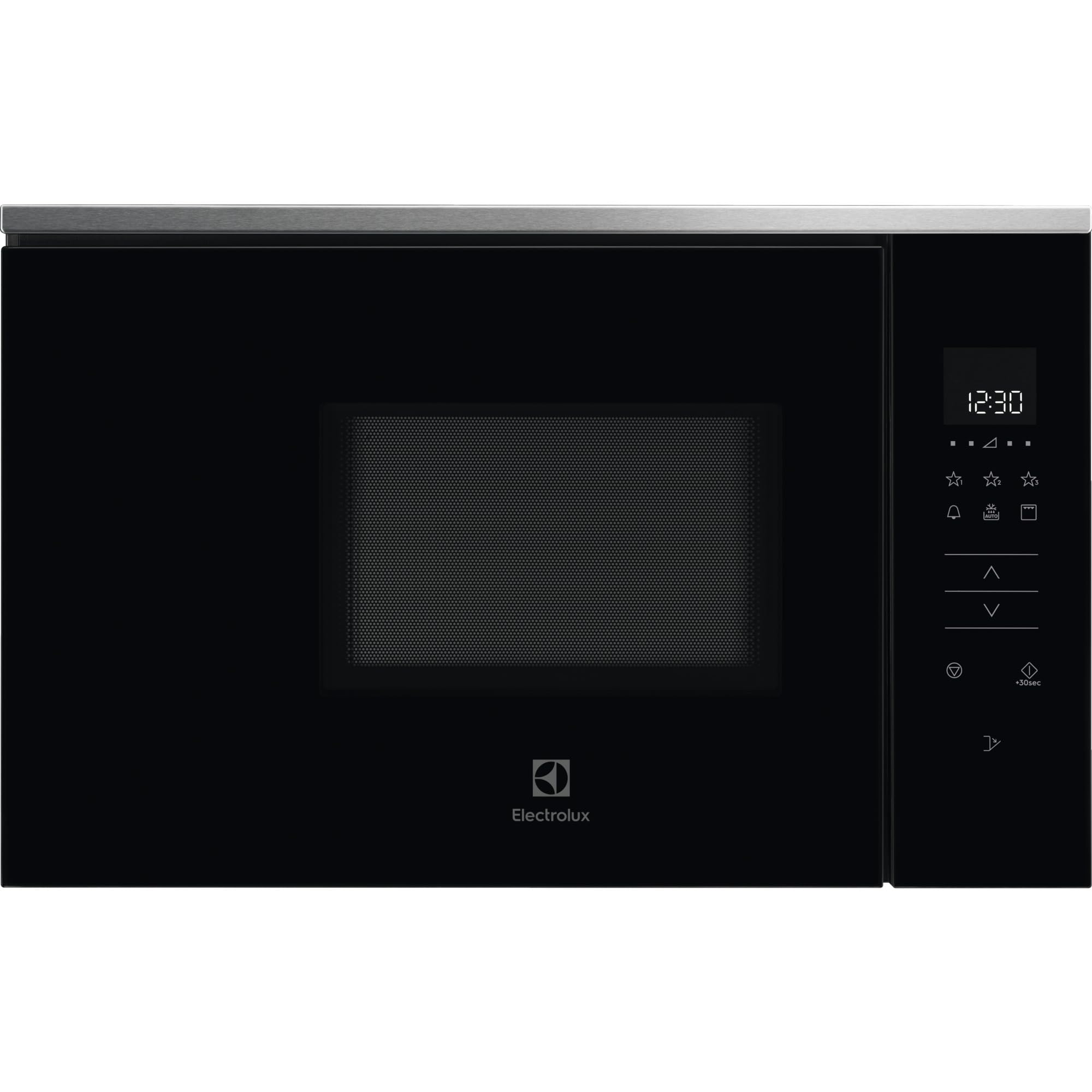 Electrolux KMFD172TEX Horno Microondas Integrable, 800W, Función Grill, Capacidad 17 L, Display Led con Control Táctil, Plato Giratorio Retornable, Apertura Electrónica, Color Negro Inox Antihuellas
