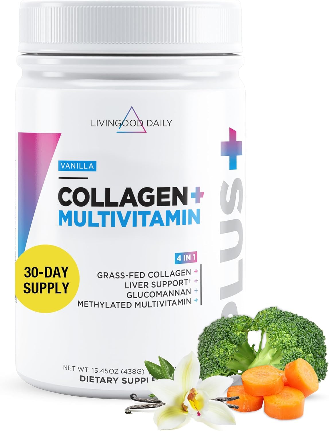 Collagen Powder for Women and Men, Vanilla, Grass Fed Protein, Hydrolyzed Collagen Peptides with Vitamin C & Multi Vitamins for Hair, Skin, Nail & Gut Health, Gluten Free, 30 Servings