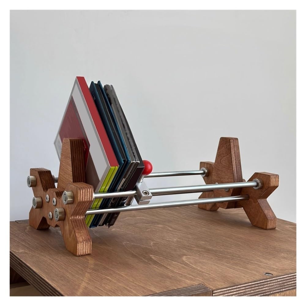 Deposito di Dischi in Vinile, creatività Portaoggetti in Legno e Metallo Porta Album for CD for Soggiorno, Camera da Letto, Salotto,Custodia del CD