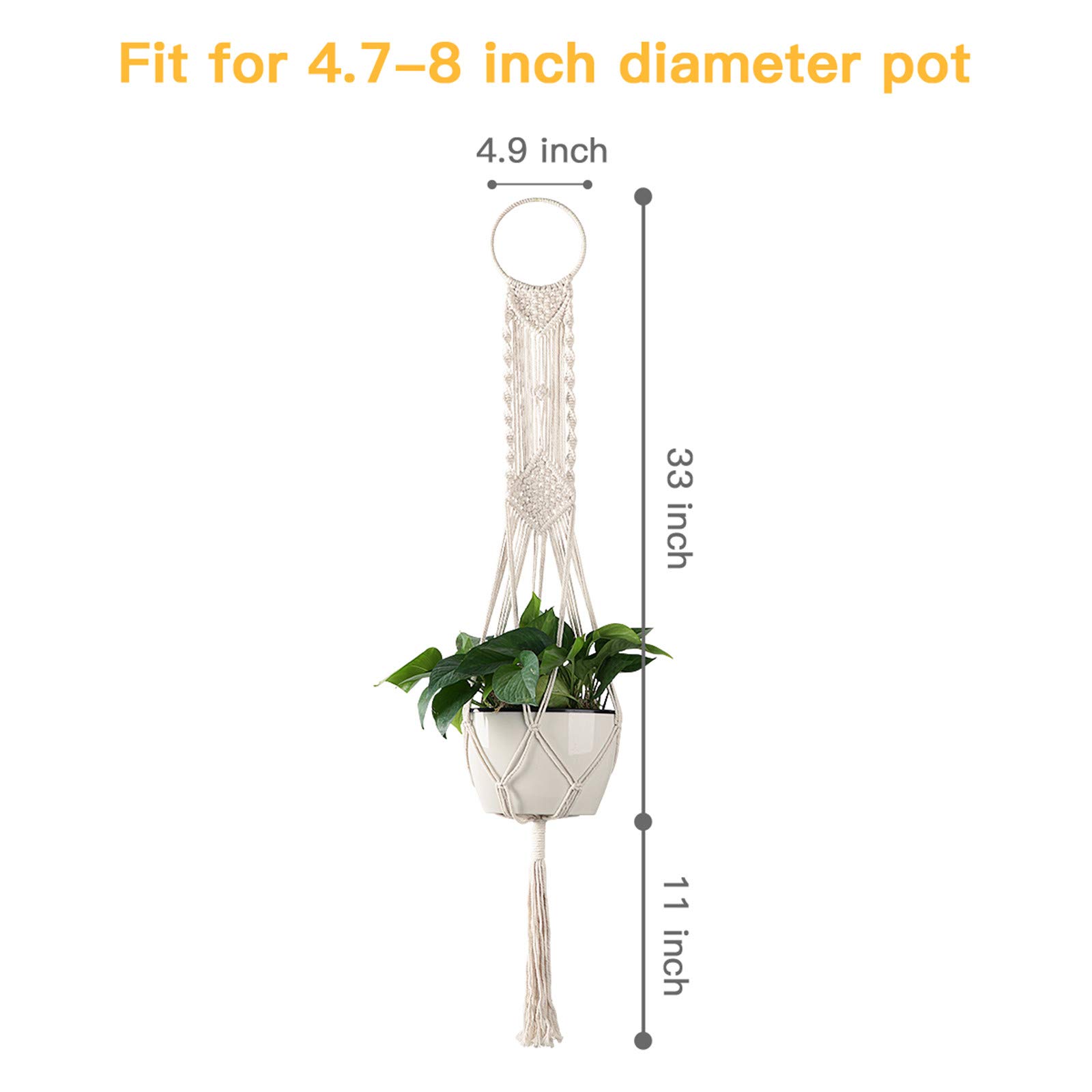 Set Di 2 Portavasi In Macramè Per Piante - Corda Di Cotone, Stile Bohémien, Fatti A Mano, Decorazione Da Soffitto Per Interni Ed Esterni, Balcone E Giardino - 2