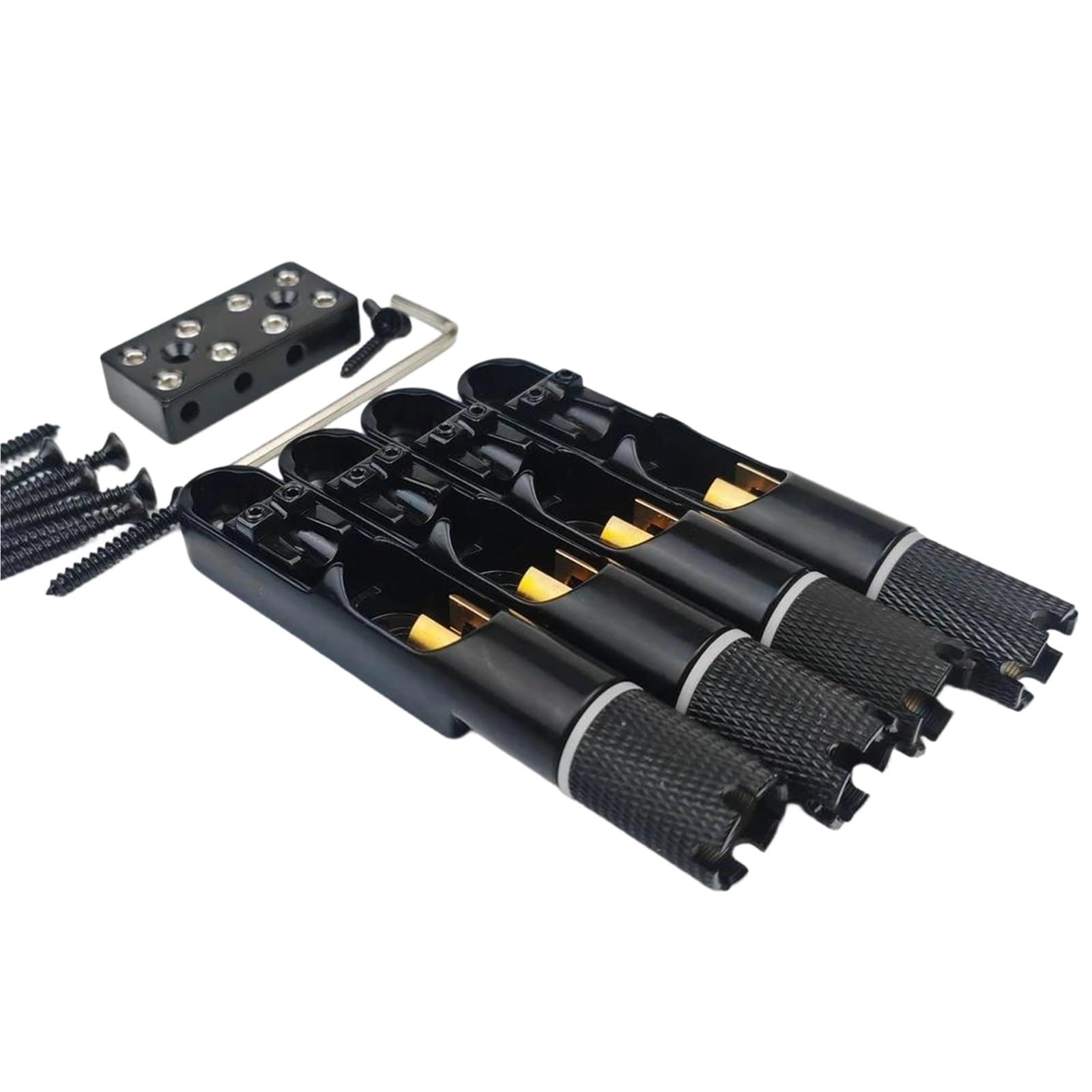Mostek Gitarowy 4/5 Sztuk Pojedynczy Strunowy, Elektryczny Mostek Basowy Bezgłowy Stały Czarny(4 pcs)