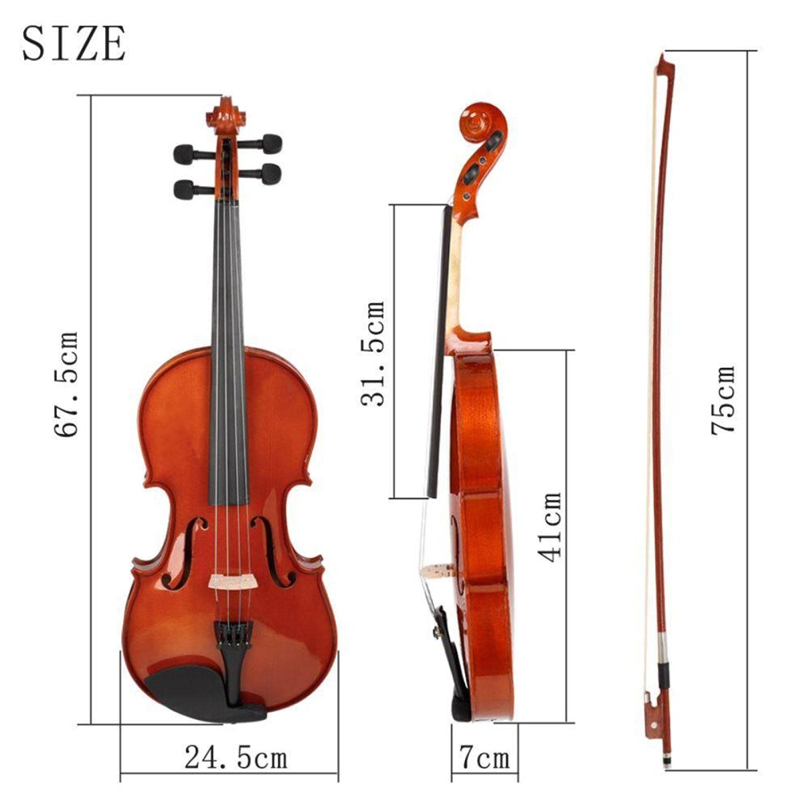 Viola acustica naturale da 16 pollici Viola in legno massello di abete rosso con custodia per archetto Regalo per colofonia Strumento violino per amante della musica