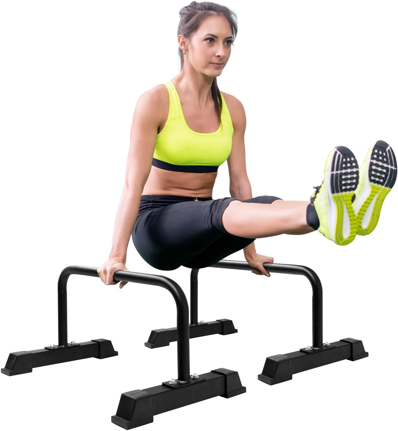 Yes4All Liegestützgriffe, Holz/Stahl Parallettes, Großer Push Up Bar & Dip Barren, Rutschfeste Liegestütze, Calisthenics Equipment für Indoor & Outdoor, Fitness, Krafttraining, Körpergewicht