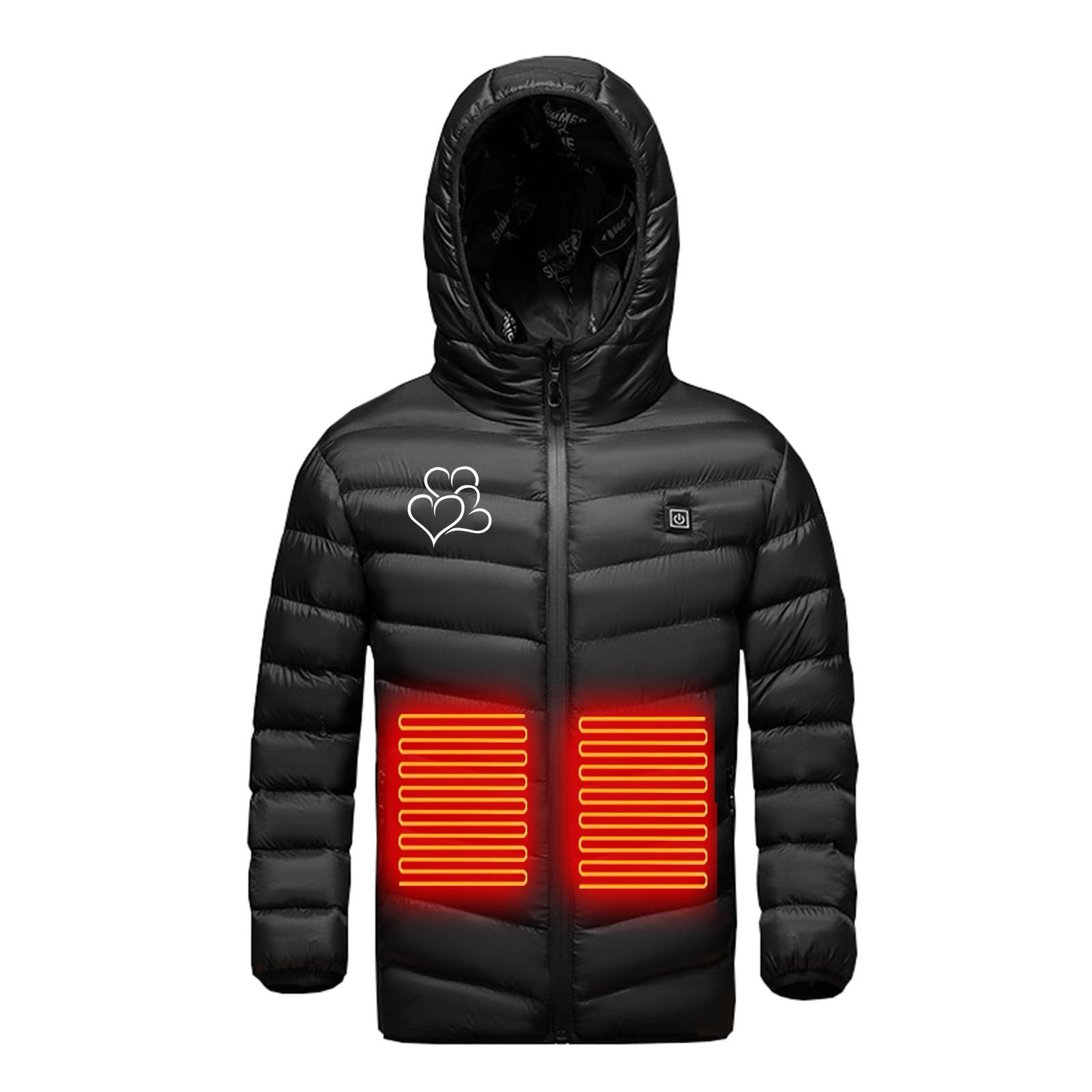2024 Manteau Doudoune Chauffant Enfants Veste Chauffant Electrique Garçons Filles USB avec 3 Zones de Chauffage Manches Longues Veste Chauffante Doudoune imprimé Vêtements Chauffants Lavable