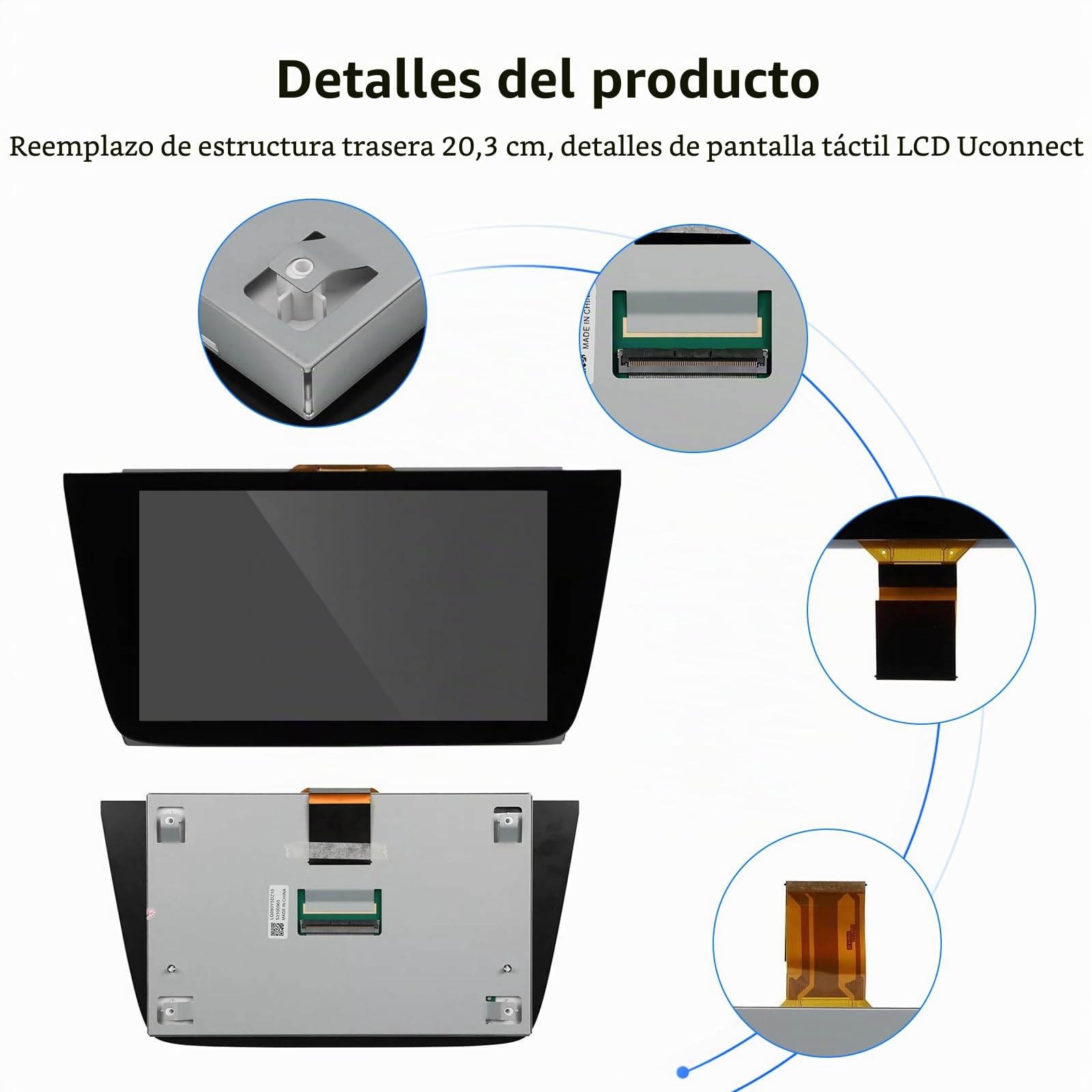 Pantalla táctil LCD de reemplazo Uconnect de 8 Pulgadas para Opel Vauxhall Astra K Radio Navigation Reemplazar OEM # LQ080Y5DZ06 LQ080Y5DZ10