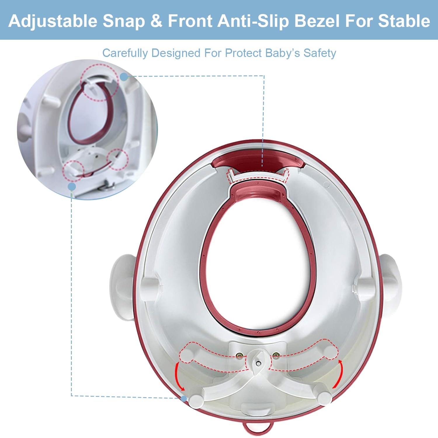 Angelbliss WC Sitz Kinder, Baby Potty Training Toilettentrainer, Kinder Toilettensitz für Jungen und Mädchen, Doppeltem Anti-Rutsch Polster Kloaufsatz, mit Griff und Spritzschutz (dunkelrosa)