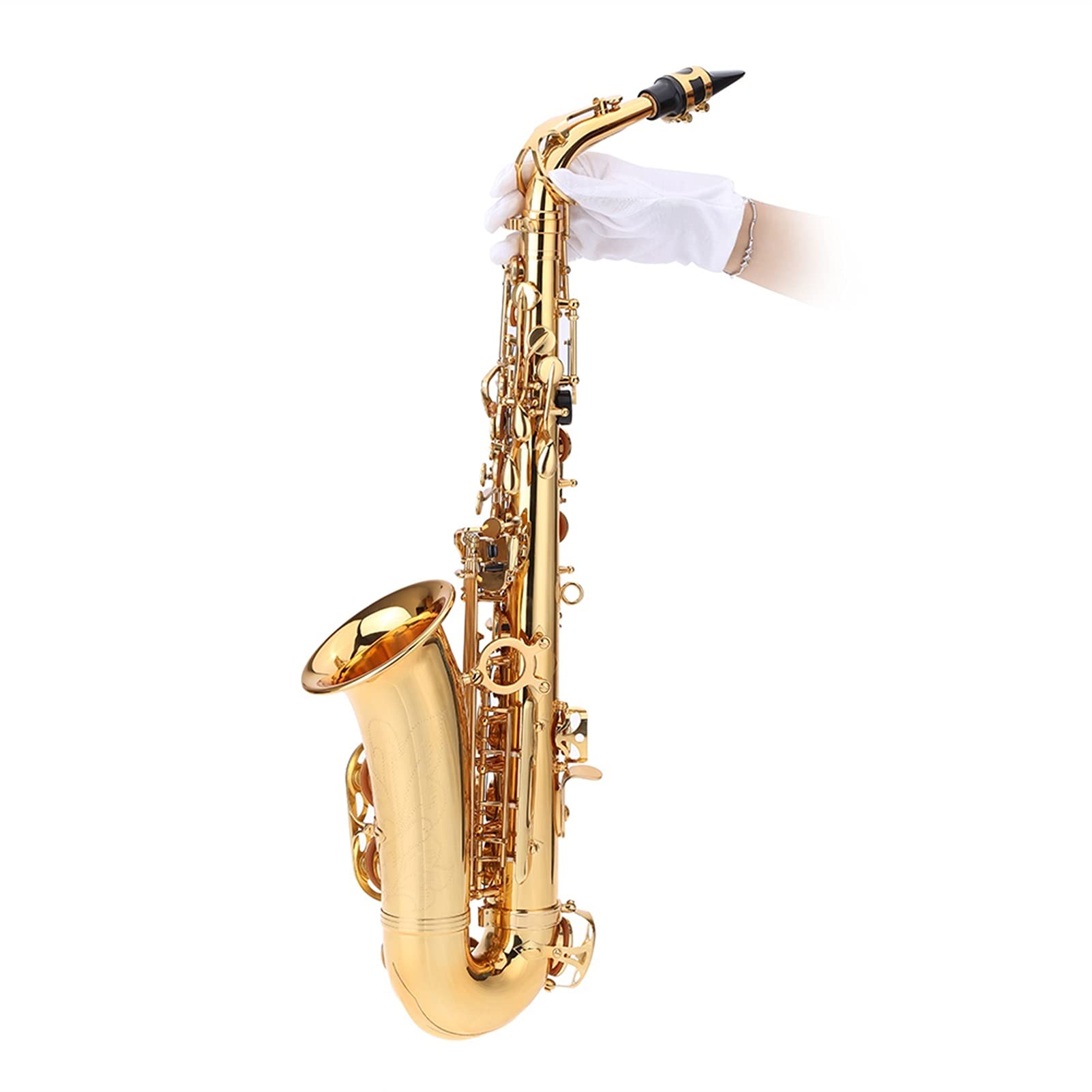 Sax Principianti Kit Essere Strumento di Tastiera in Ottone in Ottone Alto Saxophone in Ottone Gold e Sax 802 Strumento a Legna con Custodia in Tessuto per Spazzola Strumento a fiato