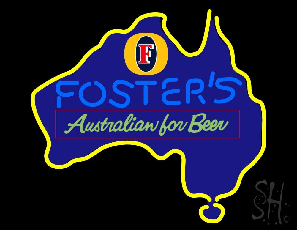 Fosters Australian Map Outdoor Neon Sign 24" Tall x 31