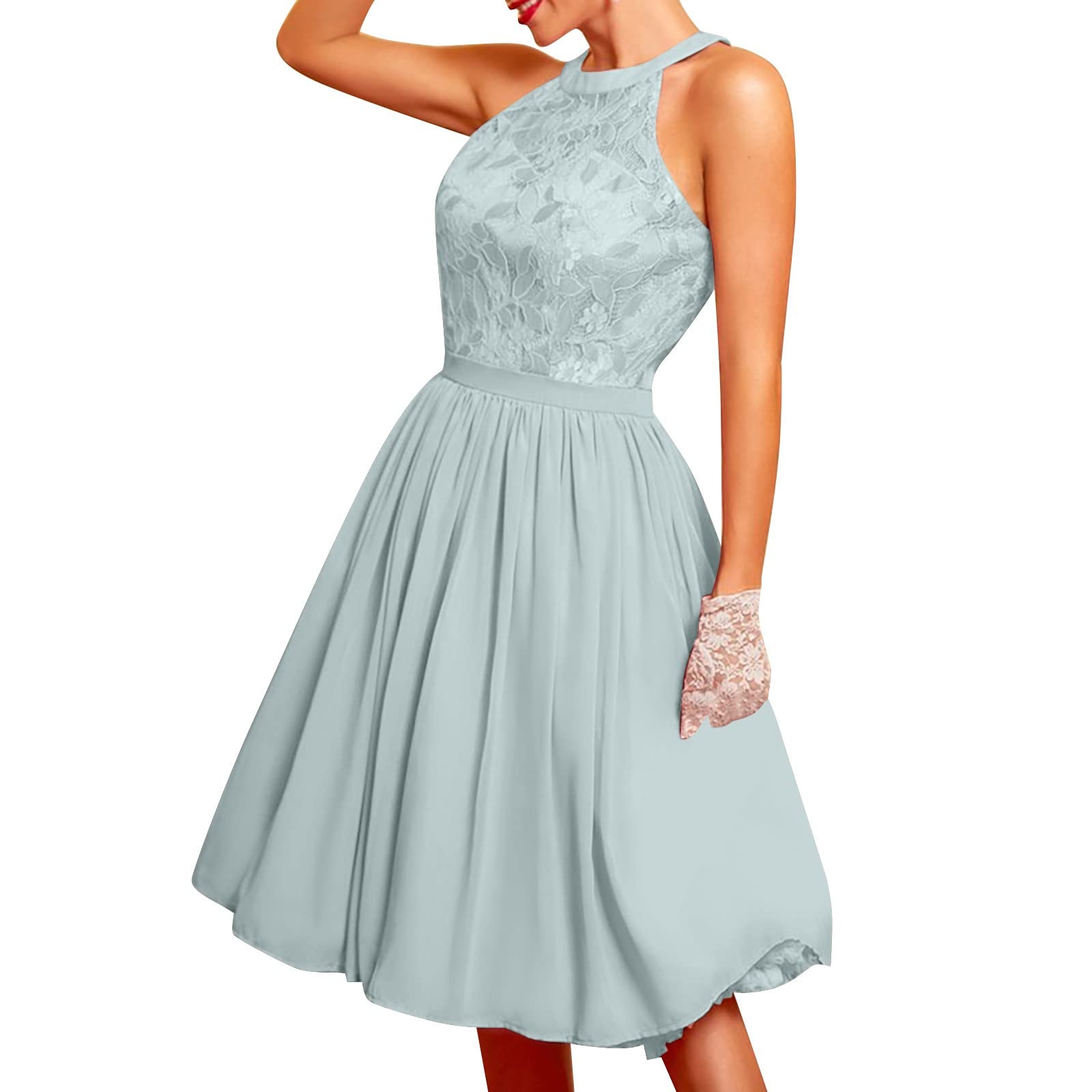 Vestido de noche para mujer, boda, elegante, vestido de baile, línea A, vestido de cóctel, invitado de boda, vestido de satén, vestido de compromiso, vestido de 3/4, vestido formal, cuello