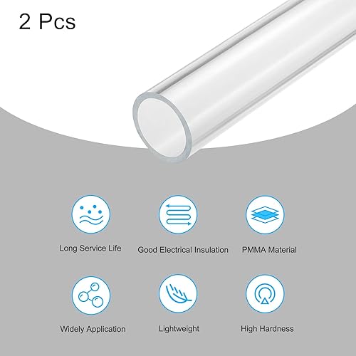 Miniatura 9 de MECCANIXITY Tubo acrílico transparente rígido redondo 18mm (0.7") ID 0.866 in (78") OD 14" para lámparas y linternas, sistema de refrigeración por