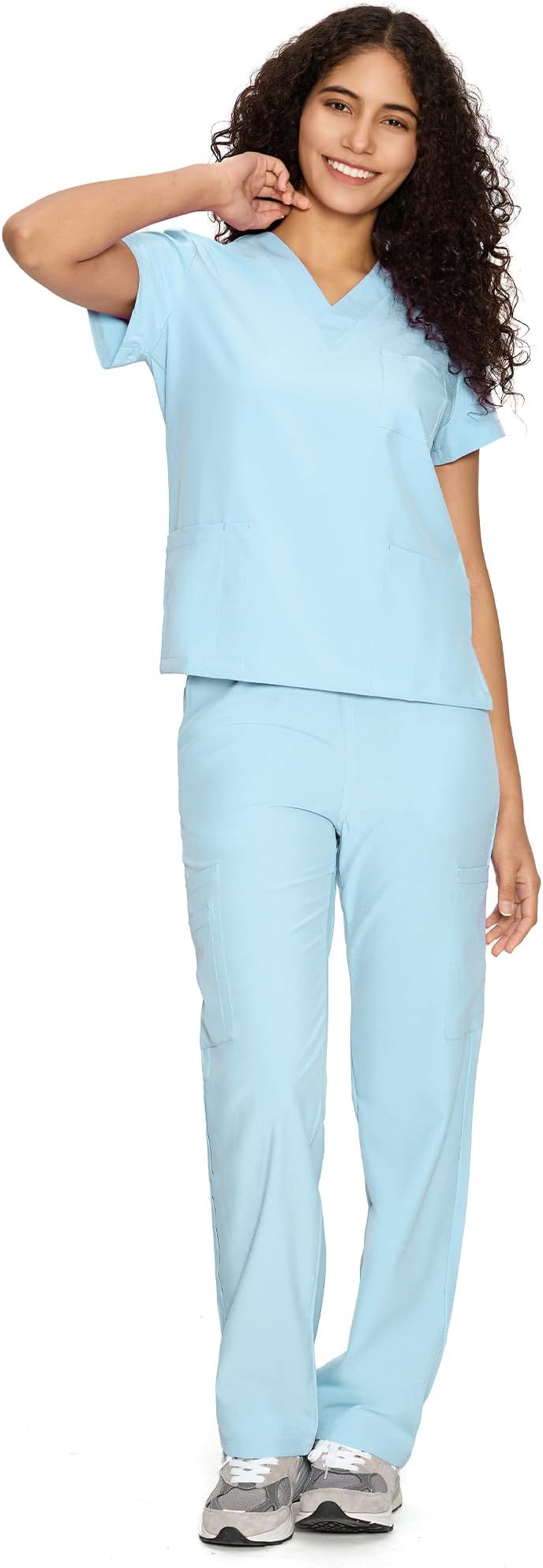 COZYFIT Scrubs for Women Set Medical Uniform - V-Neck Top & Straight Leg Pants with 9 Pockets, Unisex Workwear COZY SCRUBS