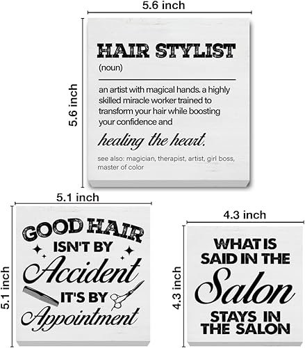 Miniatura 2 de 3 letreros de madera para peluquería, decoración de madera para peluquería, bandeja escalonada, escritorio, mesa, estante