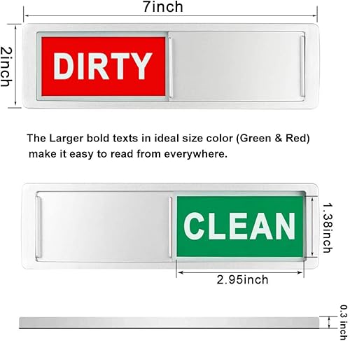Miniatura 2 de Clean Dirty Sign - Imán para lavavajillas, resistente a los arañazos, con adhesivo 3M para todas las superficies, con texto claro, llamativo