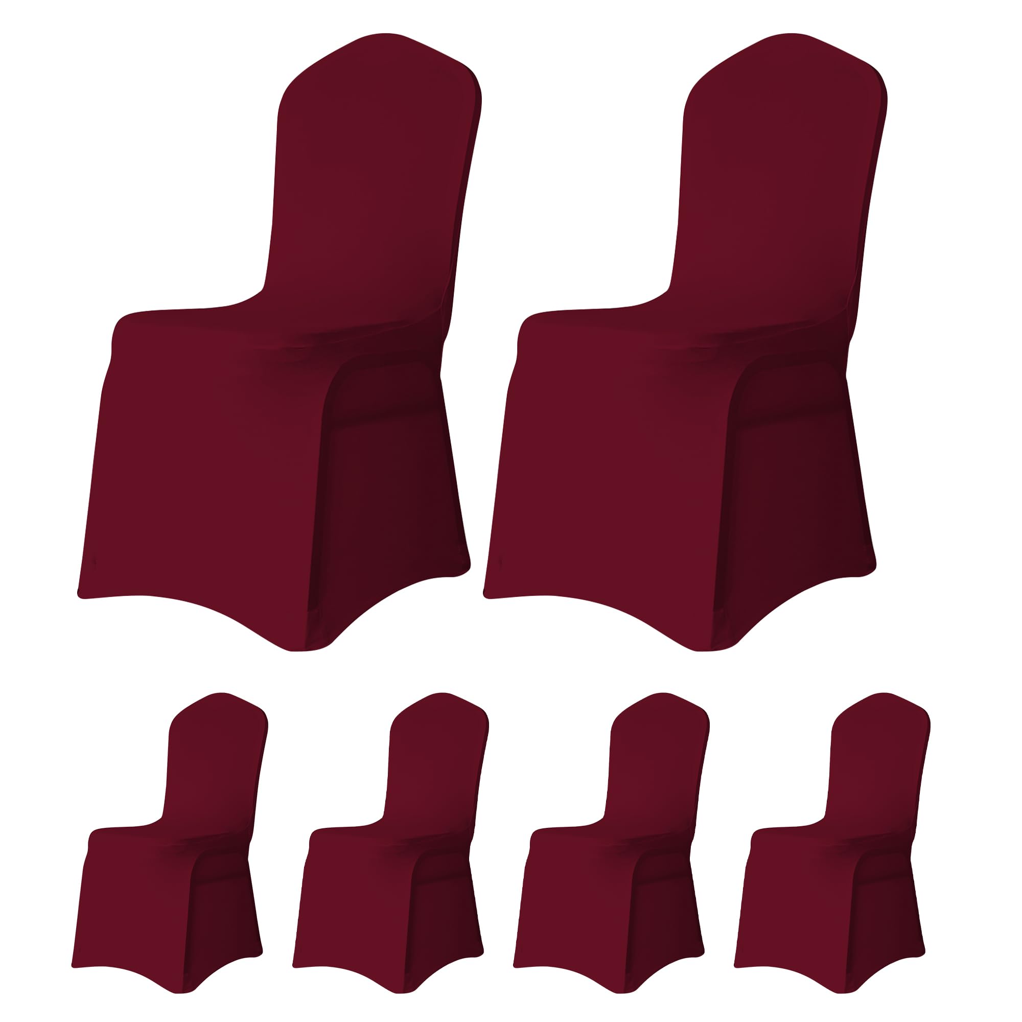 Trimming Shop Chair Cover Spandex Polyester Stretch Fabric Front Flat Dining Slipcovers Washable & Removable Wedding Chair Covers for Banquets Ceremony & Hotel Dinner (Burgundy, Pack of 8) โ image 1