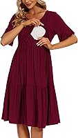 Vista 1 de Smallshow Vestido de lactancia de maternidad con volantes de manga corta para mujer
