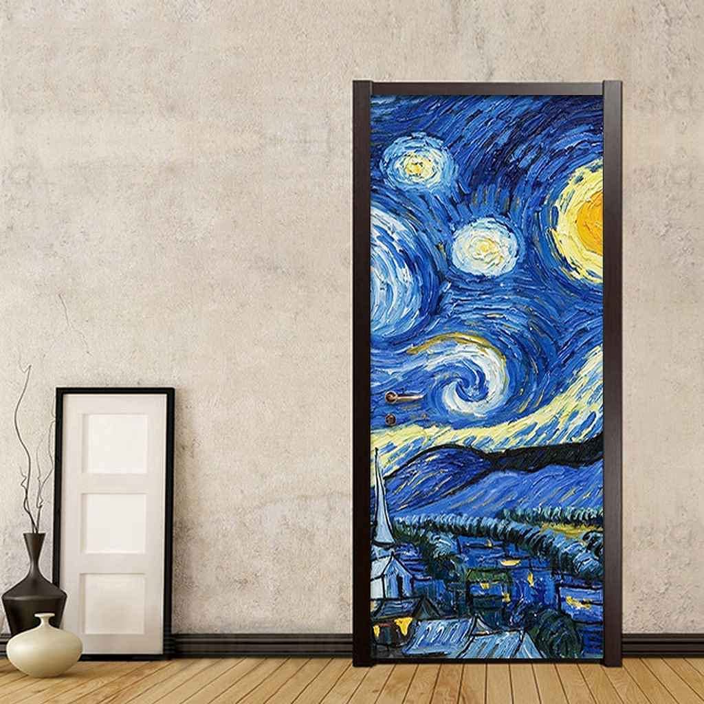 Adesivo Murale Per Porta Di Arte Moderna 3D Babbo Natale Cartone Animato 90 X 200 Cm,Decalcomanie Per Porte In Vinile Rimovibili Staccabili E Incollabili Per Porte Interne, Camera Da Letto, Soggiorn
