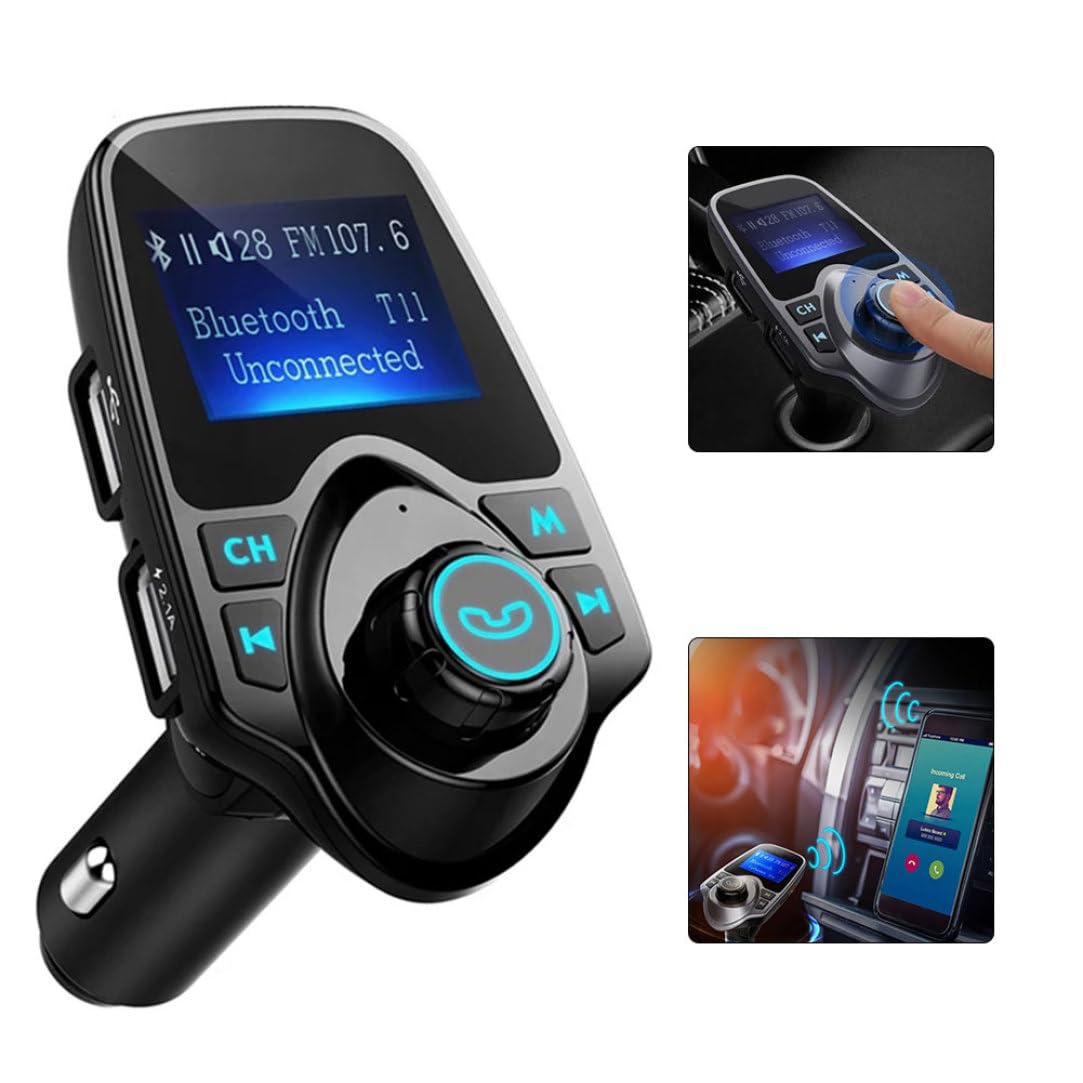 Trasmettitore FM per auto trasmettitore FM wireless per l'adattatore audio radio wireless con auto con chiamata senza mano LCD Display Music Player Car Black