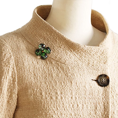 Tamarusan Brooch Marble Green Four-Leaf Clover Handmade Resin #TOP3