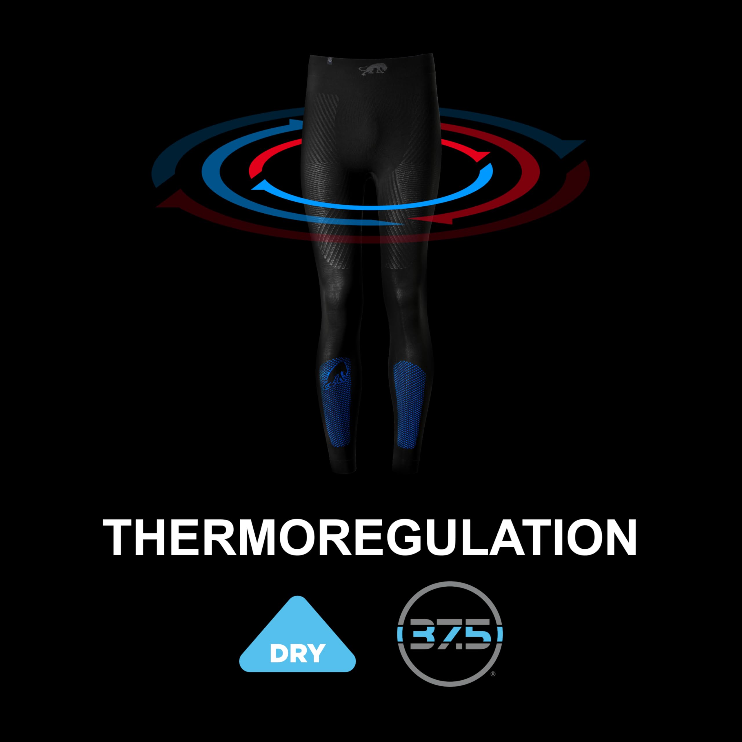 Furygan Active Pant 37.5® & Active Pant Thermo 37.5® sous-Pantalon Thermique, vêtement Technique pour la Pratique de la Moto, vélo, Ski - sans Couture, Séchage Rapide - Noir - Tailles différentes
