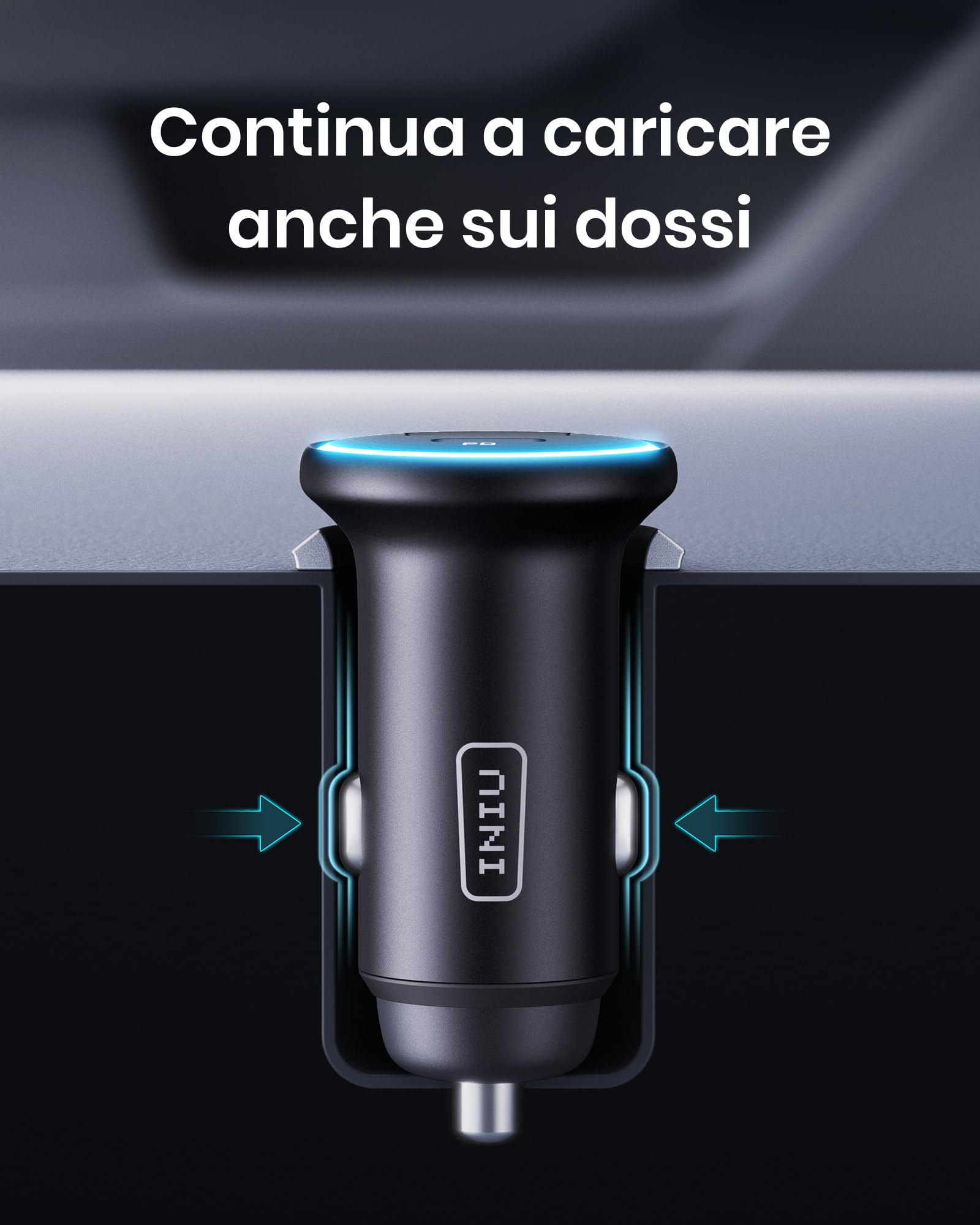 INIU Carica Batteria per Auto, 66W Total Presa Accendisigari USB C PD & QC 3.0 Fast Charging Caricabatterie, Caricatore Auto Compatibile con iPhone 16 15 14 13 12 Pro Max iPad Samsung S23 Tablet etc.