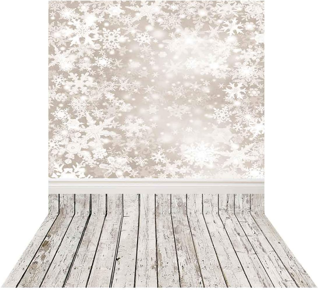Allenjoy 5x7ft Christmas Holiday Snowflake Backdrop for Photography Pictures Decoration Winter Frozen Snow Wood Background Newborn Baby Children Family Portrait Photo Studio Booth Props Supplies