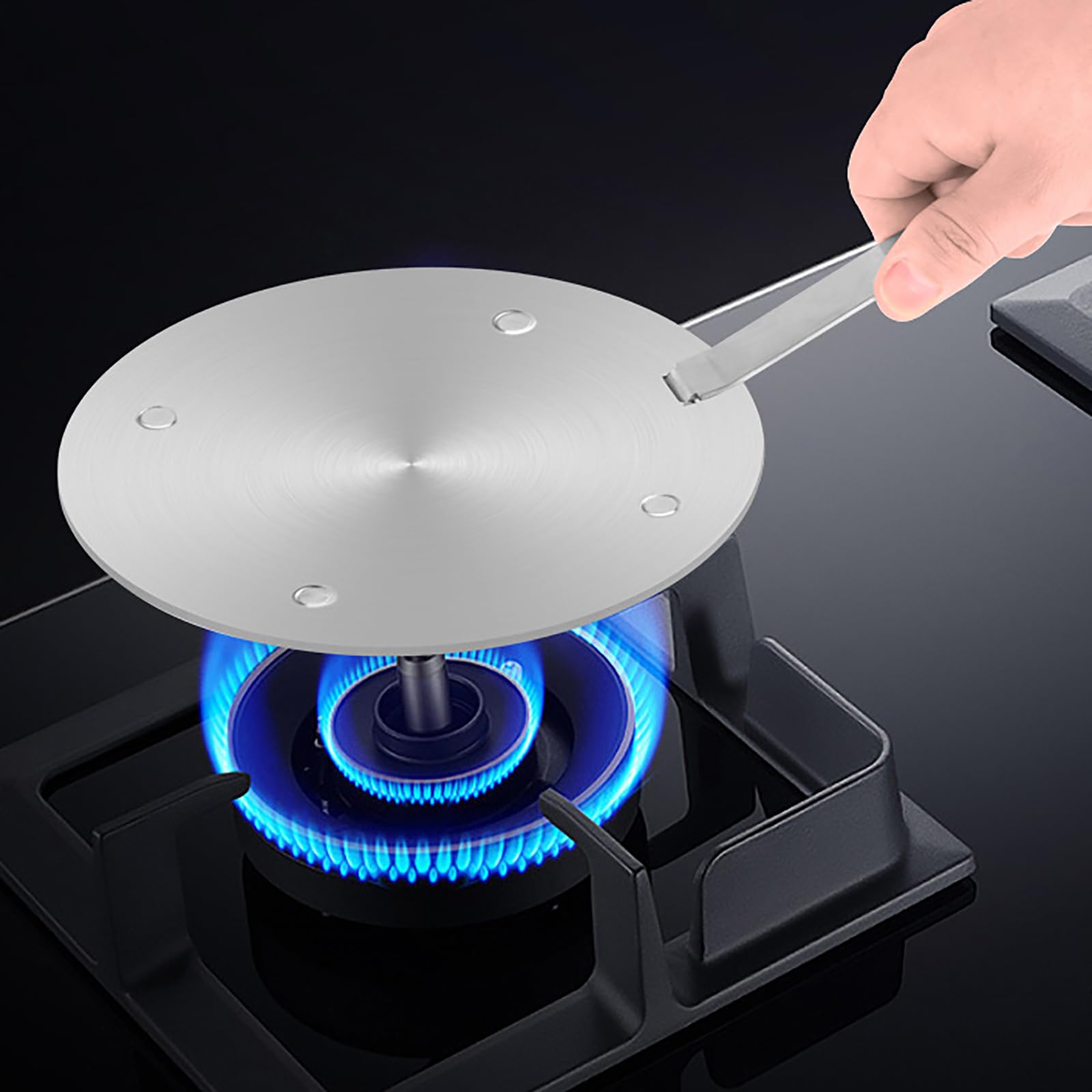 Placa de Conducción de Calor para Estufa de Gas Placa para Inducción, Gruesa Difusor de Calor, Adaptador de Inducción de Disco Placa con Mango Desmontable, 28cm