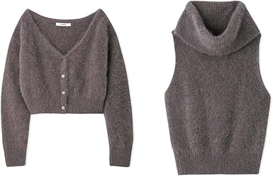 スナイデル　フォックスアルパカノースリタートルプルオーバー、ショートカーディガン SNIDEL フォックスアルパカノースリタートルプルオーバー