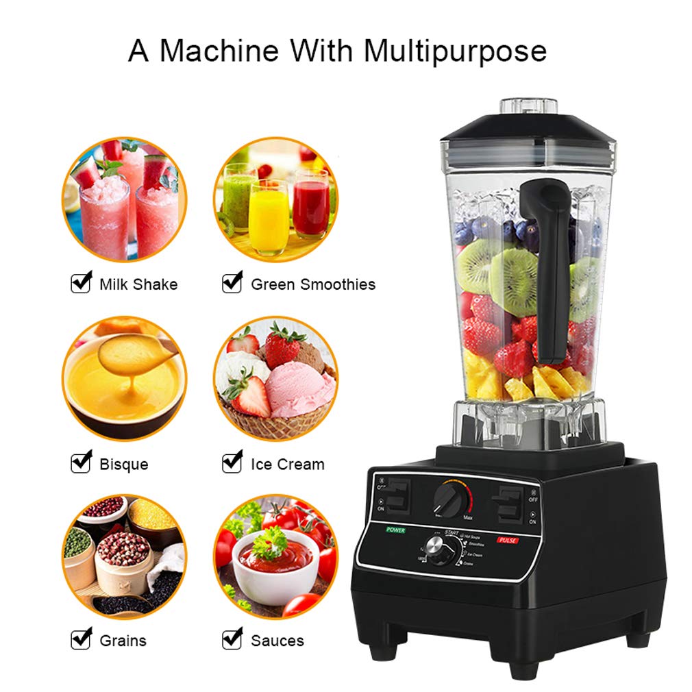 Blender Mixeur Multifonctions, Smoothie Blender Chauffant Blender Mixeur Puissant avec 2200W Mixeur Smoothie Et Milk-Shake avec 8 Lames en Acier Inoxydable Et 2L sans BPA Jarre, Noir