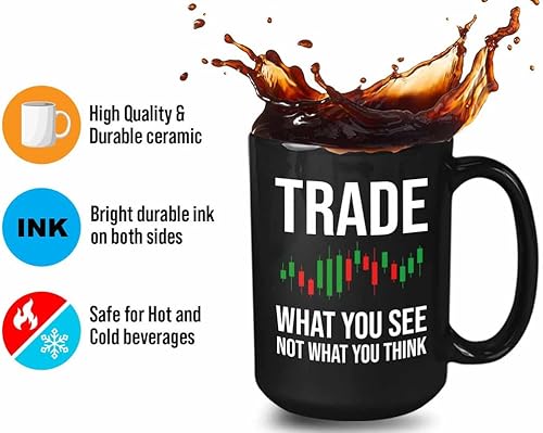 Miniatura 4 de Stock Trader Taza de café 15oz Negro - Comercio lo que ves - Empresario Asesor Financiero Día Trading Mercado de Valores Dividendos Finanzas
