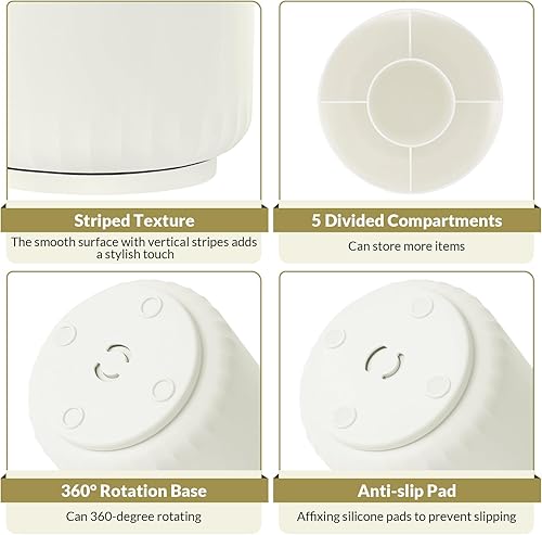 Miniatura 6 de SKYDUE Organizador de escritorio giratorio de 360 grados, pequeño soporte de lápiz de doble propósito para escritorio, vaso giratorio con 5 ranuras,