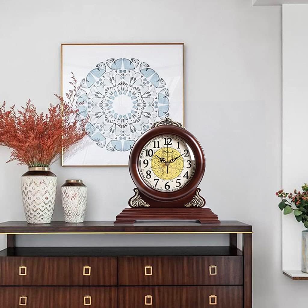 Documented Table Standing Clock Desk Clock Chinese Retro Clock House Living Room Bedroom Decoration Table Watch Desktop Ornaments Little Table Clock Interior Decoration Clock (Size: B) (C)