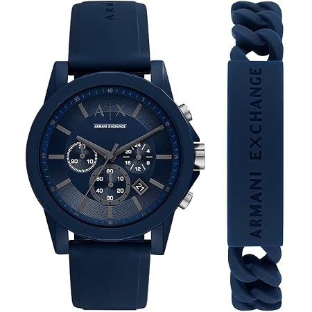 Armani Exchange Orologio da Uomo con Cronografo, in Acciaio Inossidabile,  Cinturino in Pelle, Blu (Blue) : Armani Exchange: Amazon.it: Moda