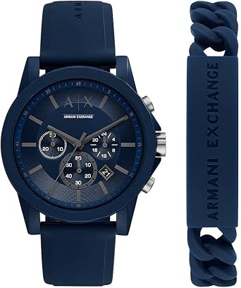 Armani Exchange Orologio a Tre Lancette Automatico da Uomo, Acciaio  Inossidabile, Misura Cassa 46 mm, Blu (Blue) : Amazon.it: Moda