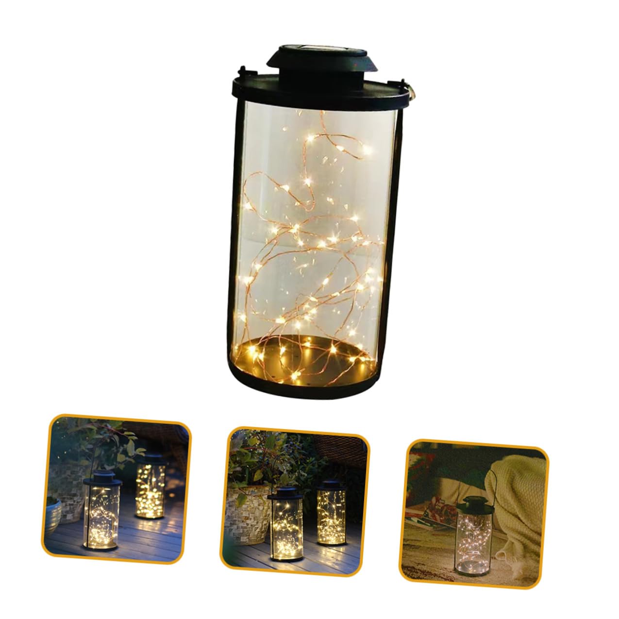 Baluue LED Kupferdraht Lichterkette mit 50 LED Lampen Ip65 Automatische Dämmerungsschaltung Tragbar aus Eisen und Glas für Garten und Terrasse