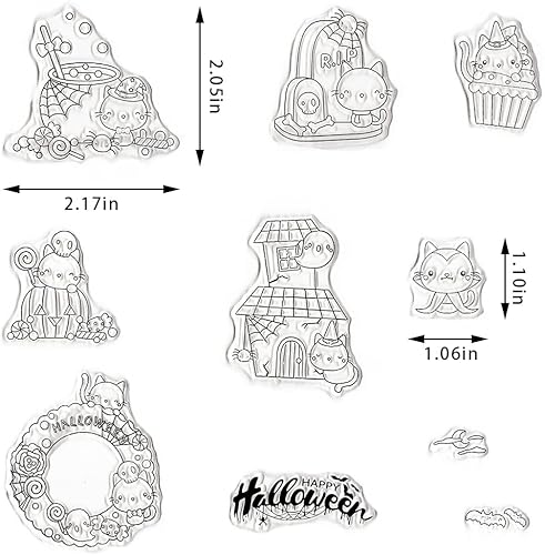 Miniatura 2 de Sellos y troqueles de Halloween para hacer tarjetas, bonito sello transparente para gatos, troqueles de corte de casa, troqueles para hacer tarjetas