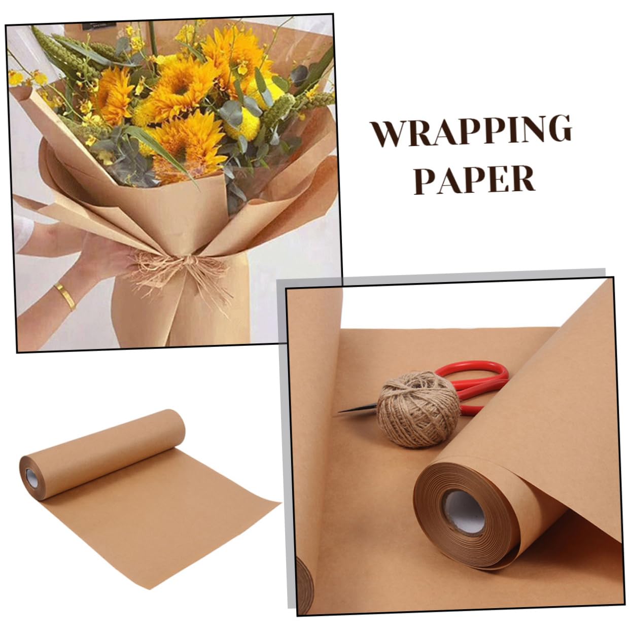 LOLIPPYY Papier Résistant et Polyvalent Rouleau 45cm X 30m Marron Kraft pour Emballage Présent et Art Craft pour Décoration et Emballages
