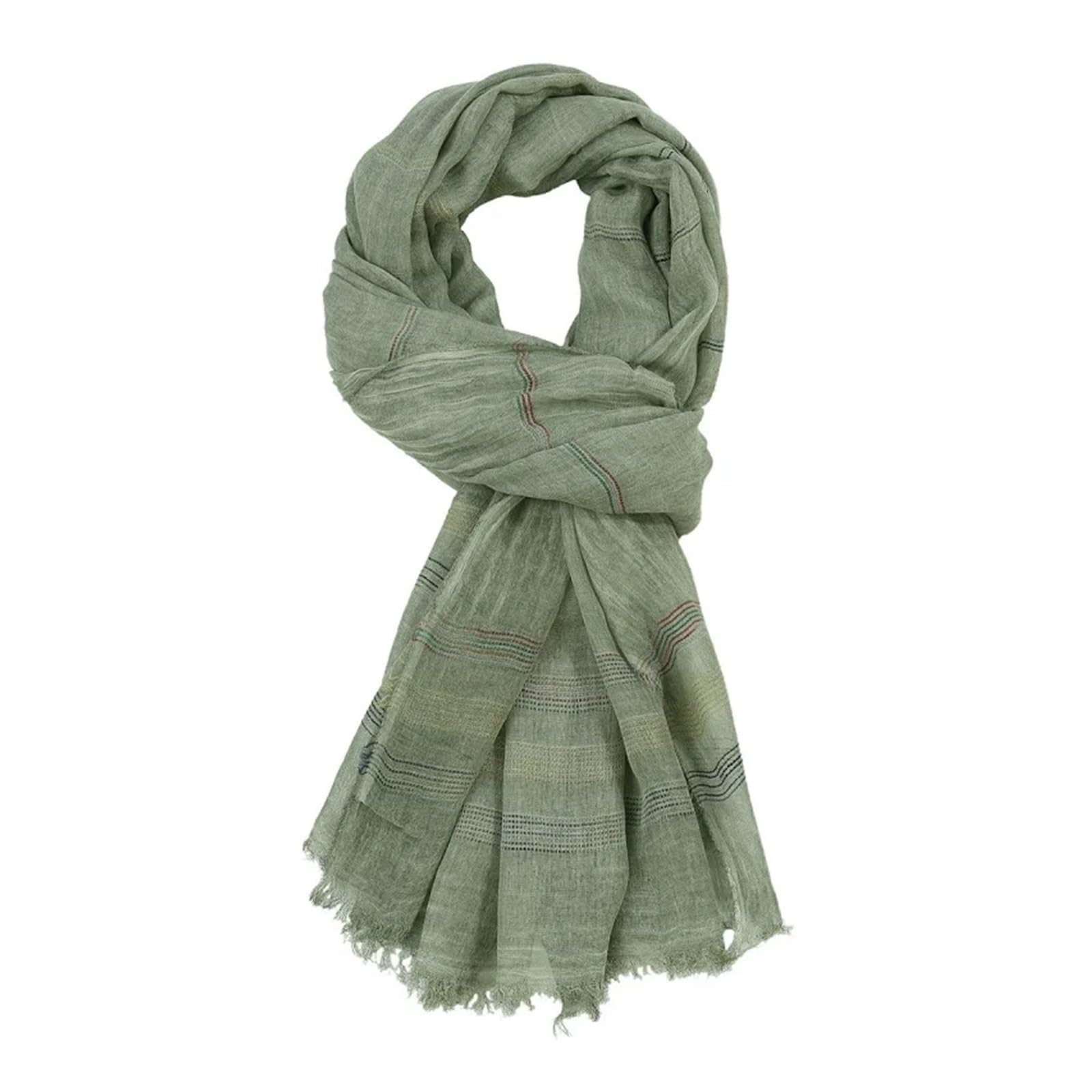 Sciarpa Donna Invernale Sciarpa a Righe Tinta in Filo da Uomo Sciarpa Invernale in Cotone e Lino Tinta Unita da Uomo(Khaki)